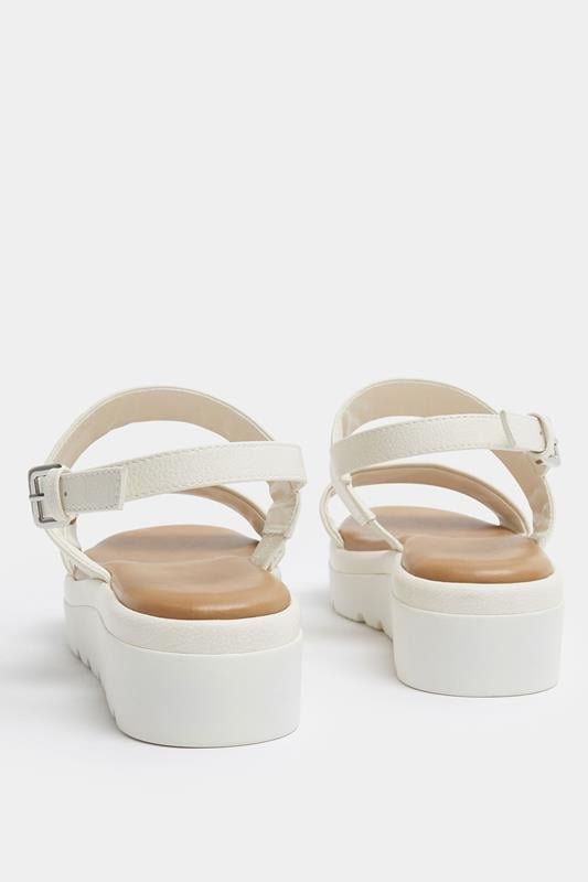White Faux Leather Padded Wedge Sandals In Extra Wide EEE Fit | Yours Clothing 4