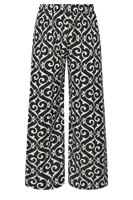 YOURS Plus Size Black Abstract Print Trousers | Yours Clothing 5