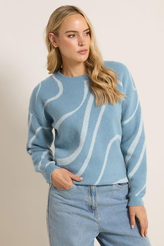  LTS Tall Light Blue Abstract Knitted Jumper