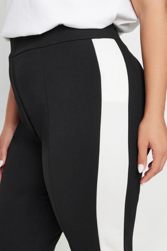 YOURS Plus Size Black Side Stripe Tapered Trousers | Yours Clothing 4