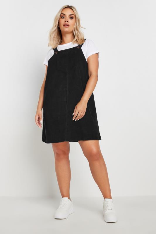 LIMITED COLLECTION Plus Size Black Cord Pinafore Dress | Yours Clothing 2