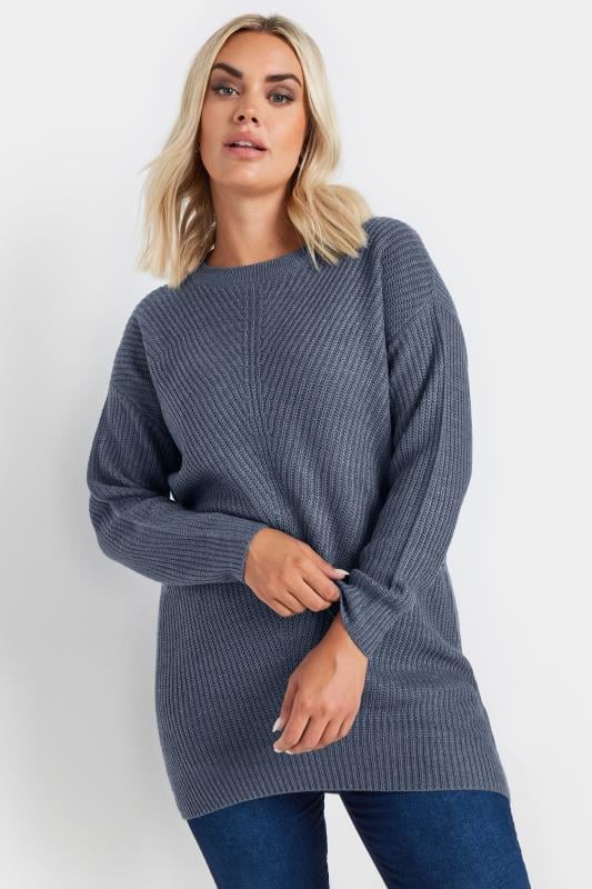 YOURS Plus Size Essential Blue Knitted Jumper | Yours Clothing 1