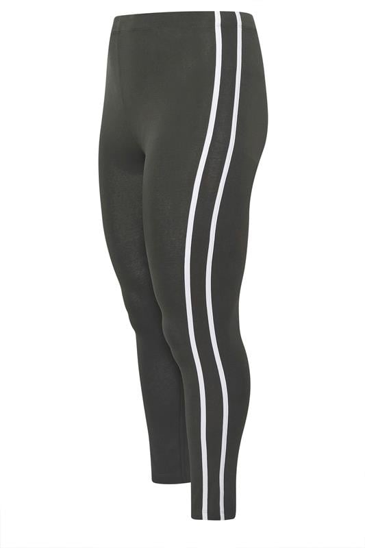YOURS ACTIVE Plus Size Grey Side Stripe Leggings | Yours Clothing 5