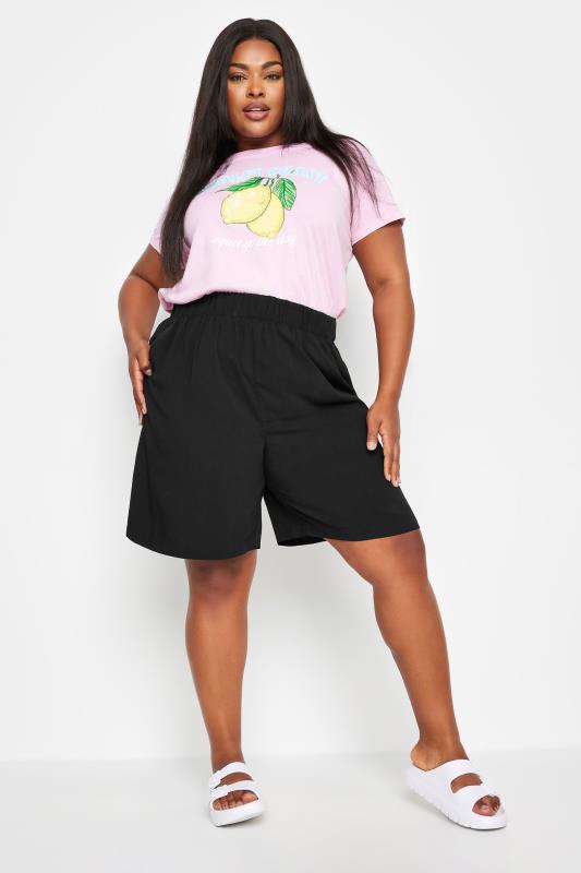 YOURS Plus Size Black Pull On Shorts | Yours Clothing 1