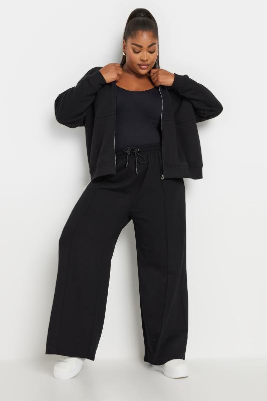 YOURS Plus Size Black Oversized Sweat Bomber Jacket | Yours Clothing 5