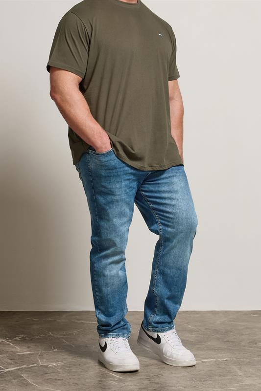 BadRhino Big & Tall Blue Washed Straight Leg Stretch Jeans