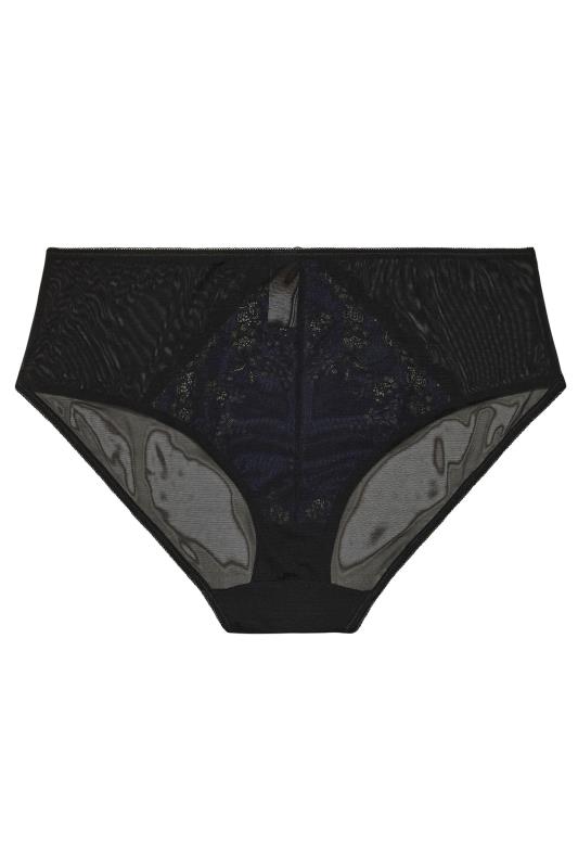 YOURS Plus Size Black & Blue Lace Detail Briefs | Yours Clothing  7