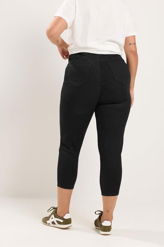 Plus Size Black Cropped JENNY Stretch Jeggings | Yours Clothing  4