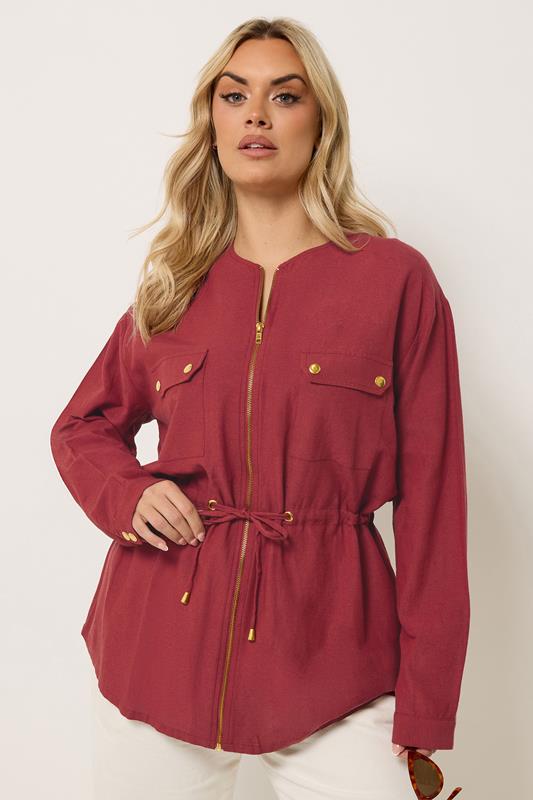  YOURS Curve Red Linen Shacket
