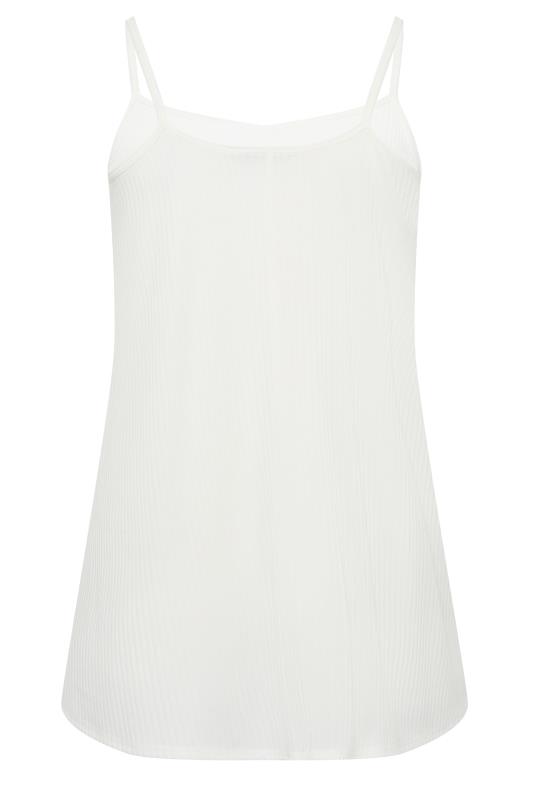 YOURS Curve Plus Size White Ribbed Swing Cami Top | Yours Clothing  7