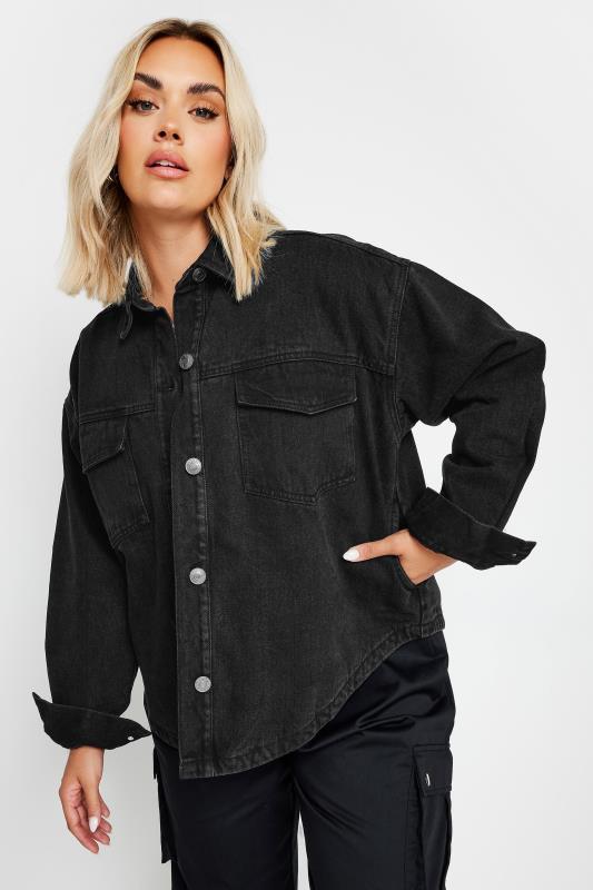 YOURS Plus Size Black Quilted Denim Shacket | Yours Clothing 6