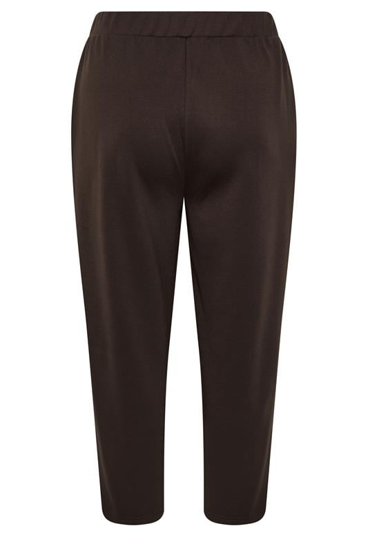 EVANS Plus Size Chocolate Brown Luxe Wide Leg Joggers | Evans 2