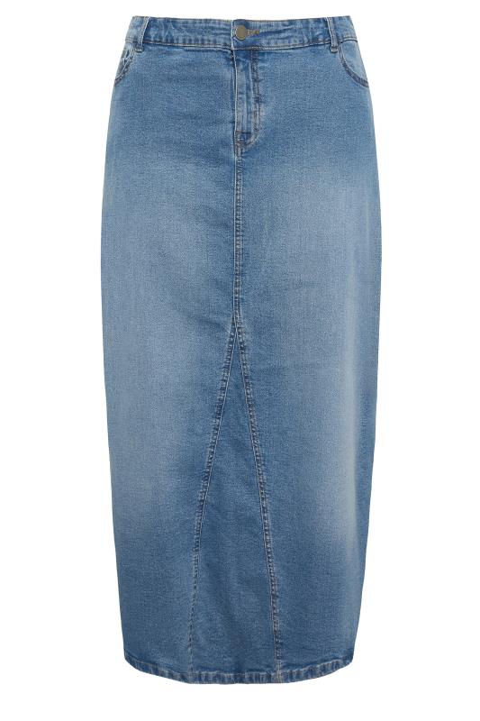 YOURS Plus Size Blue Stretch Denim Maxi Skirt | Yours Clothing 6