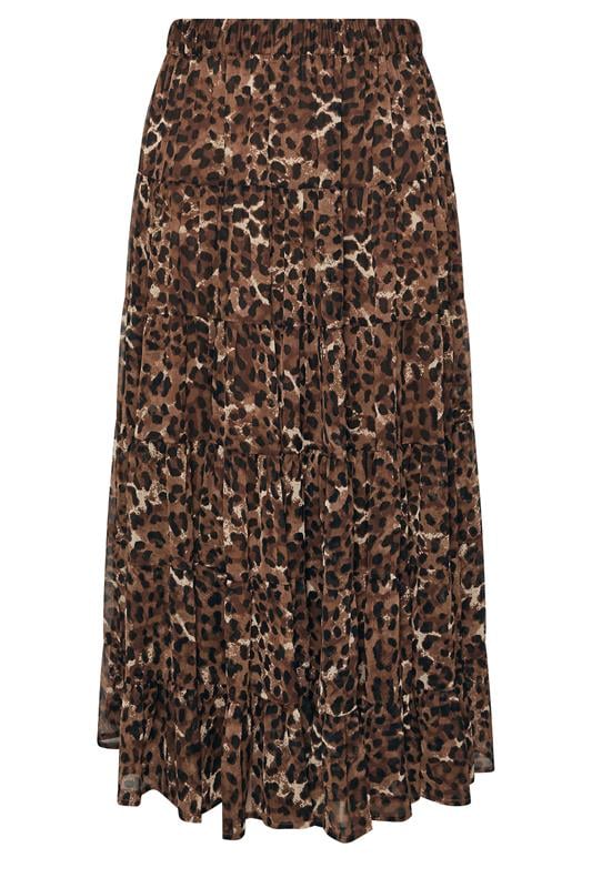 LIMITED COLLECTION Plus Size Brown Leopard Print Skirt | Yours Clothing 5