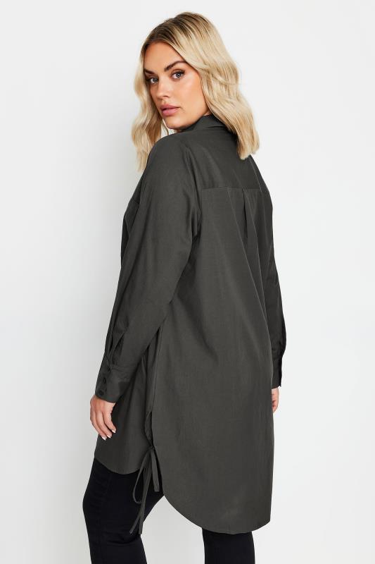 YOURS Plus Size Charcoal Grey Tie Detail Shirt | Yours Clothing  3