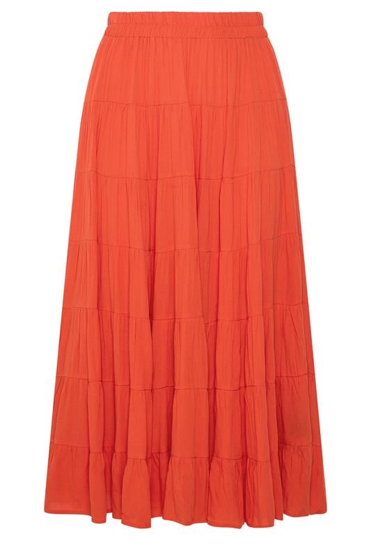 YOURS Plus Size Orange Tiered Maxi Skirt | Yours Clothing 5