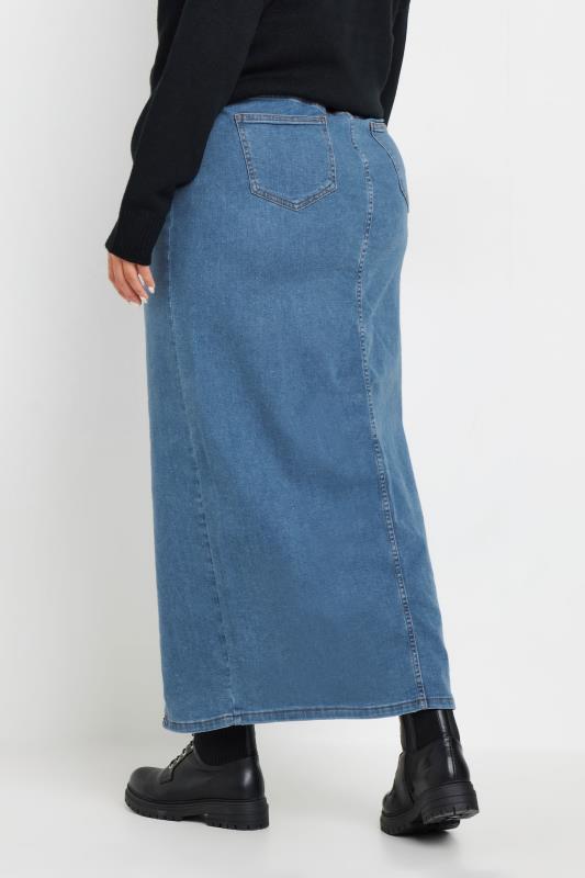 YOURS Plus Size Blue Stretch Denim Maxi Skirt | Yours Clothing  5