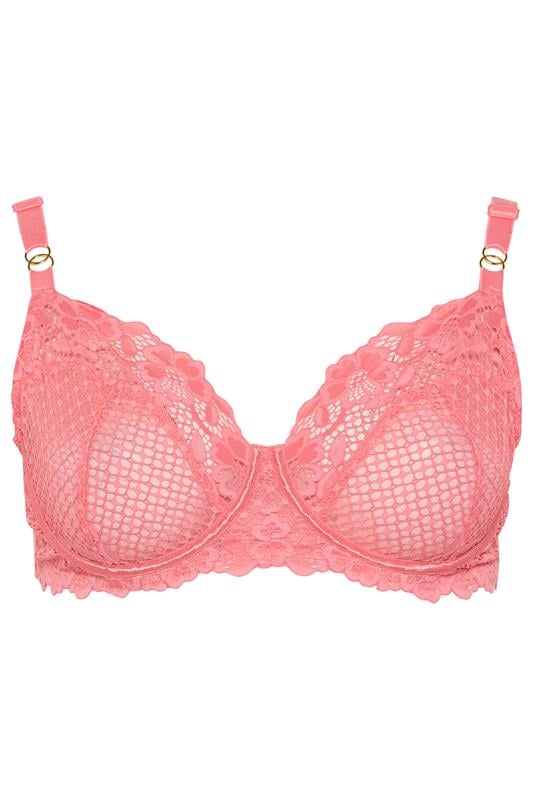 YOURS Curve Pink Fishnet Lace Underwired Bra