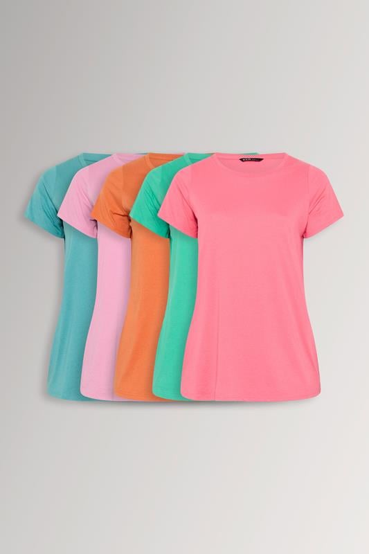 YOURSET 5 PACK Curve Pink & Orange Core T-Shirts
