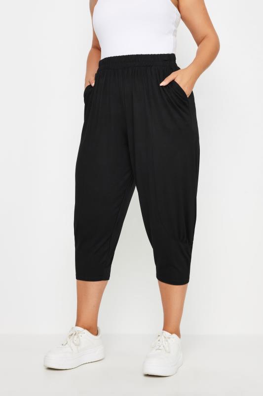 YOURS Plus Size Black Ruched Harem Trousers | Yours Clothing 2