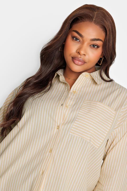 LIMITED COLLECTION Plus Size Natural Brown Striped Shirt | Yours Clothing 4