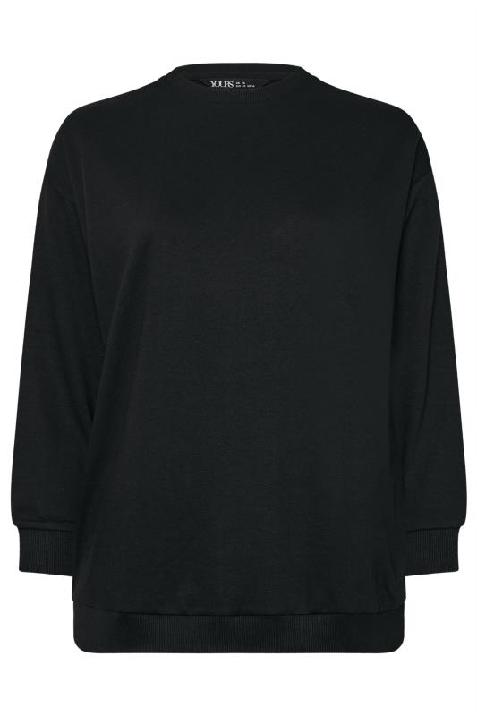 YOURS Plus Size Black Long Sleeve Crew Neck Sweatshirt | Yours Clothing 5