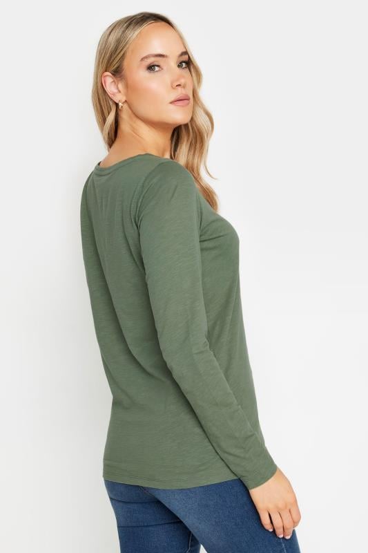 LTS Tall Sage Green Crew Neck Long Sleeve Cotton T-Shirt | Long Tall Sally 3