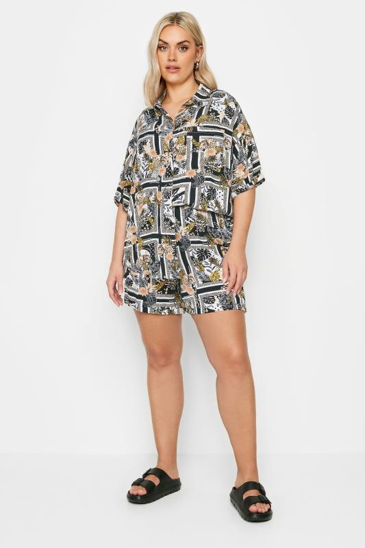 YOURS Plus Size Black Leopard Print Crinkle Shirt | Yours Clothing 3