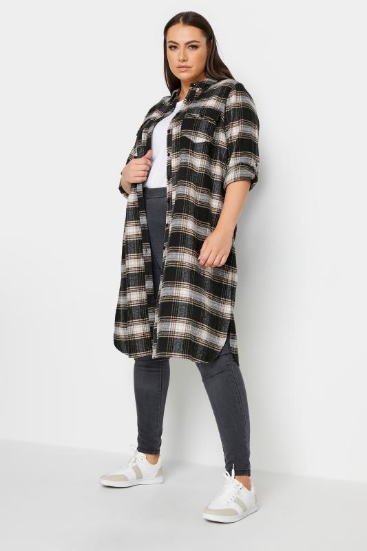 Plus Size  YOURS Curve Black Check Maxi Shirt