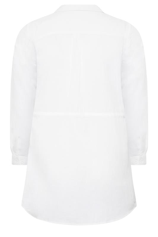 YOURS Curve White Utility Tunic Linen Shirt | Yours Clothing  7