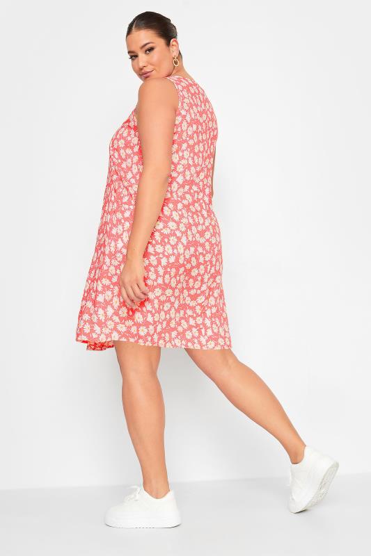 YOURS Plus Size Curve Light Pink Daisy Print Pocket Smock Dress | Yours Clothing  3