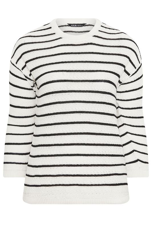 YOURS Plus Size Cream Stripe Knitted Jumper | Yours Clothing 5