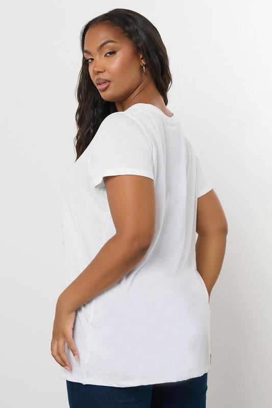 Plus Size White Essential T-Shirt | Yours Clothing 2