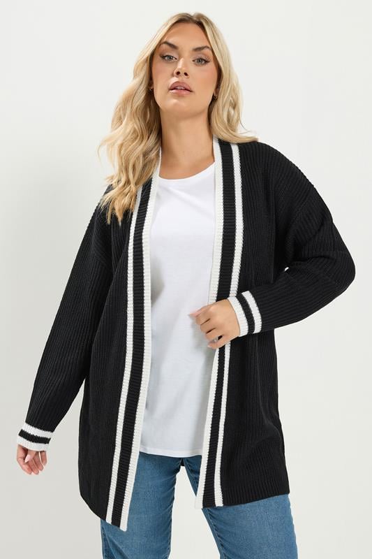 YOURS Plus Size Black Contrast Edge Cardigan | Yours Clothing 1
