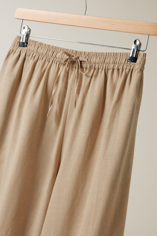 EVANS Plus Size Natural Brown Linen Trousers | Evans  7