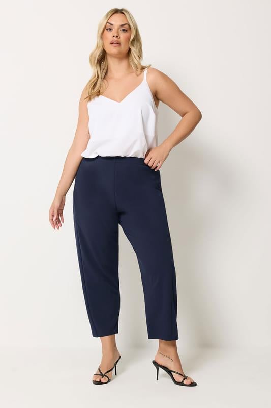  YOURS Curve Navy Blue Barrel Trouser