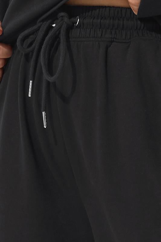 YOURS Plus Size Black Wide Leg Side Stripe Joggers | Yours Clothing 5