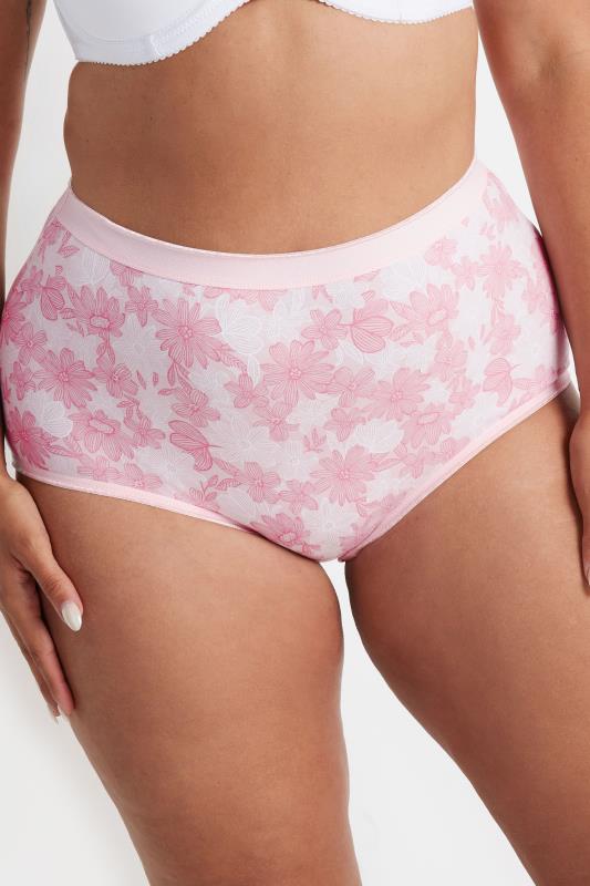 YOURS Plus Size 5 PACK Pink Floral Print Full Briefs | Yours Clothing 2