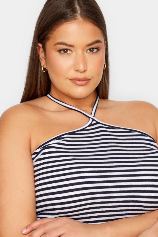 LTS Tall Women's Navy Blue Stripe Halter Neck Vest Top | Long Tall Sally 4