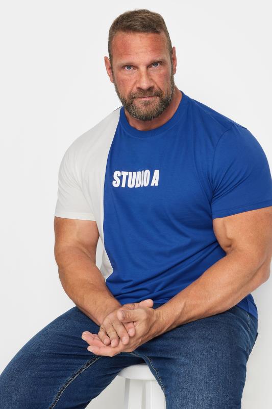 STUDIO A Big & Tall Blue Cut & Sew Logo T-Shirt | BadRhino 2