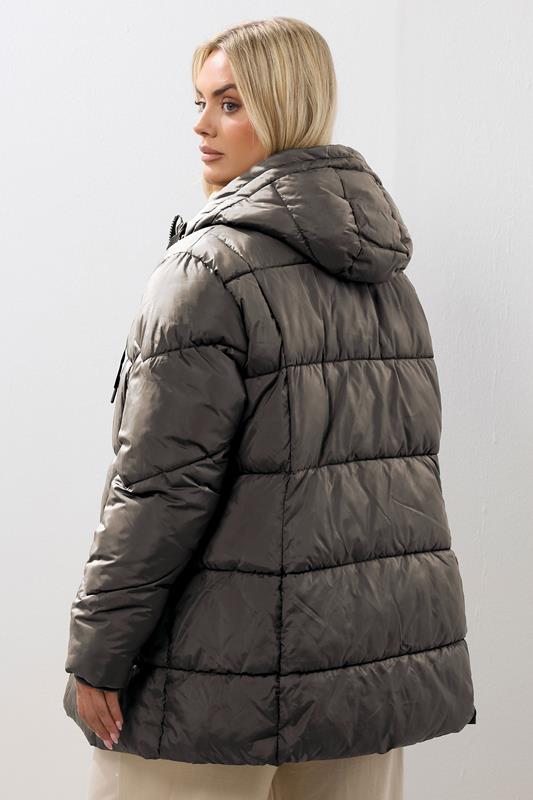 YOURS Plus Size Brown Short Padded Coat | Yours Clothing 4