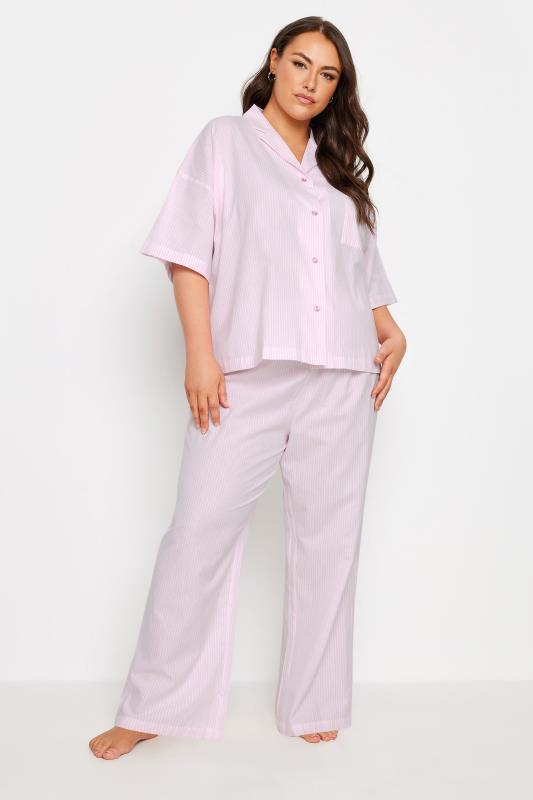 YOURS Plus Size Pink Stripe Pyjama Bottoms | Yours Clothing 4