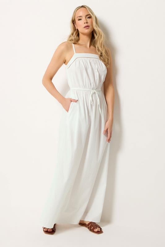  LTS Tall White Tie Waist Cotton Maxi Dress