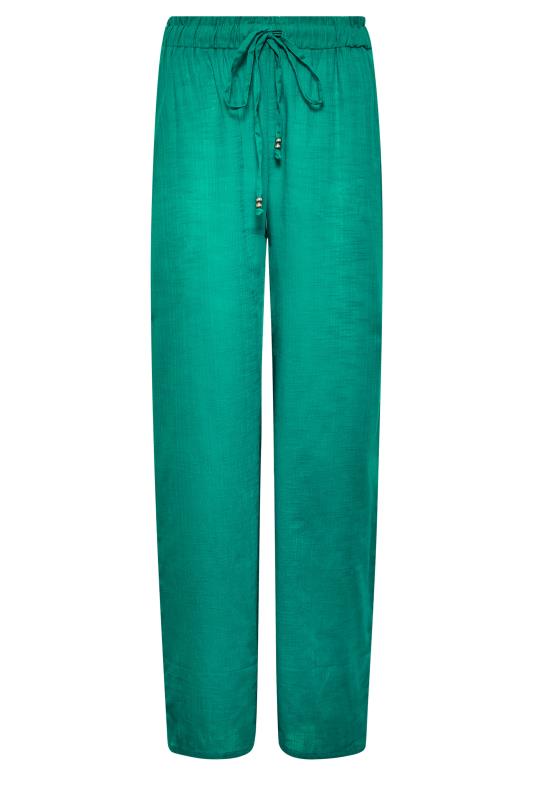 LTS Tall Women's Green Cotton Wide Leg Beach Trousers | Long Tall Sally 5