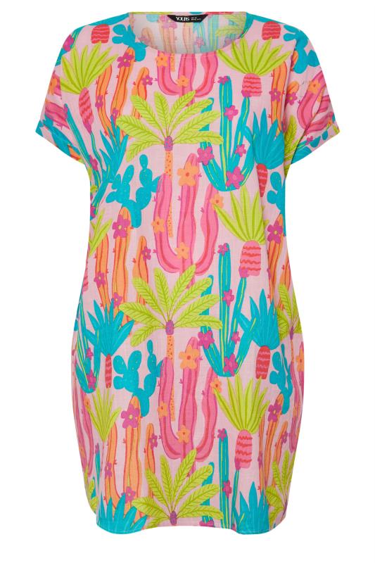 YOURS Plus Size Pink Cactus Print Tunic Dress | Yours Clothing 6