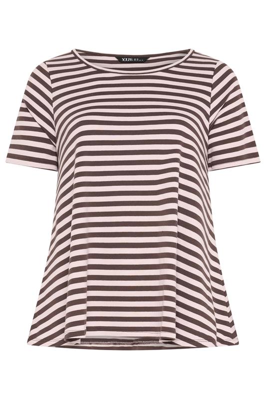 YOURS Plus Size Chocolate Brown & Pink Swing Top | Yours Clothing 5