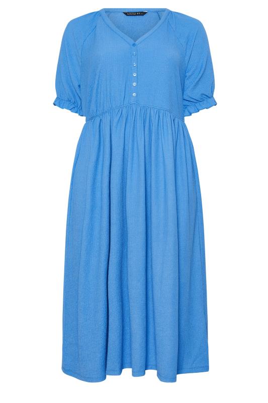 Yours Plus Size Blue Textured Midaxi Dress | Yours Clothing  5