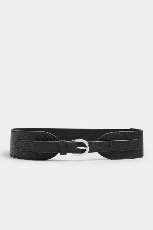 Black Croc Wide Stretch Belt | Yours Clothing 2