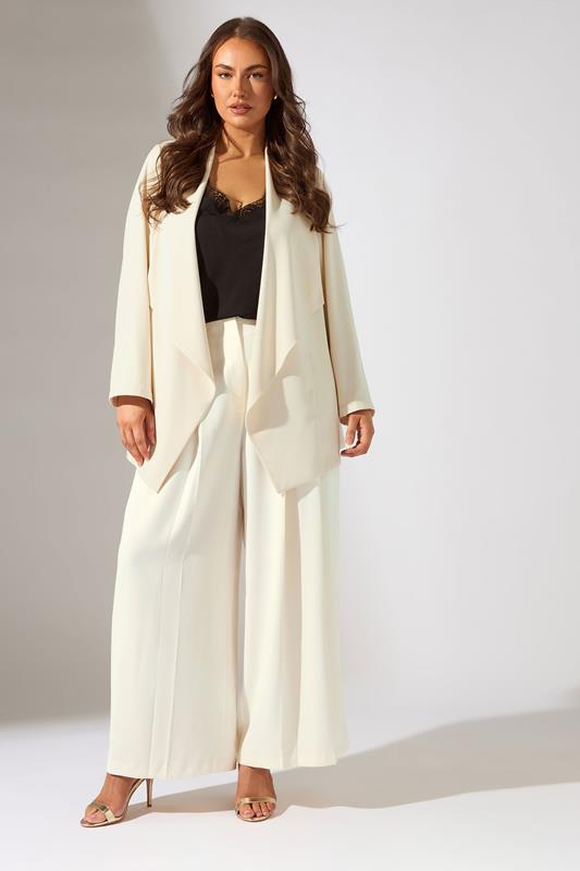 EVANS Plus Size Ivory White Occasion Waterfall Jacket | Evans 3