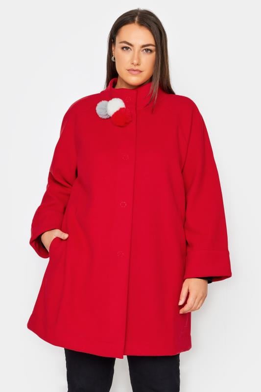 Manon Baptiste Red Funnel Collar Wide Sleeve Coat 1